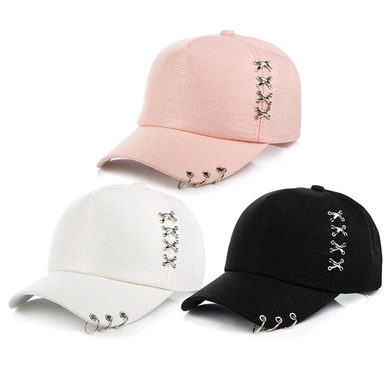 KPOP Hat  Piercing Ring Baseball Adjustable Cap Hip Hop Snapback Cap Fashion