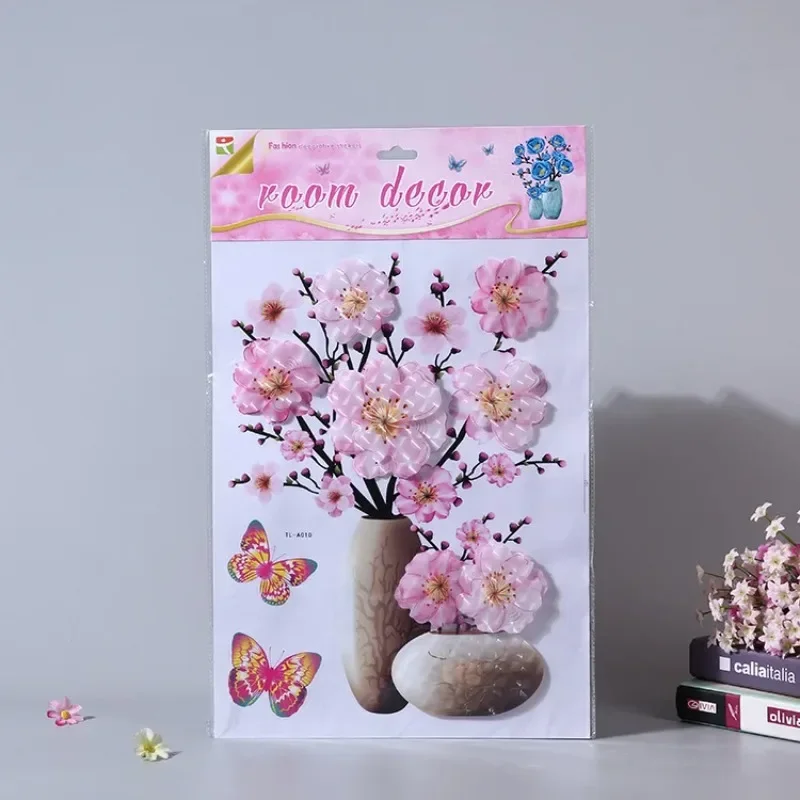 Refrigerator Sticker 3D Stereo Vase Wall Sticker Self-adhesive Wall Painting Bedroom Living Room Background Wall Decoration