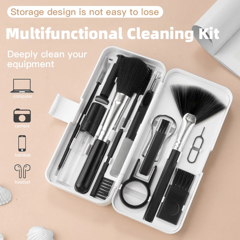 18 in 1 Computer Keyboard Cleaner Kit Phone Tablet Camera Screen Cleaning Tools Earphone Clean Brush Keycap Puller Phone Holder