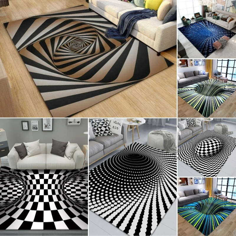 3D Illusion Printing Non-Slip Rug Modern Living Room Carpet Sofa Mat Bedroom Floor Covering Traditional Home Decor Fashionable
