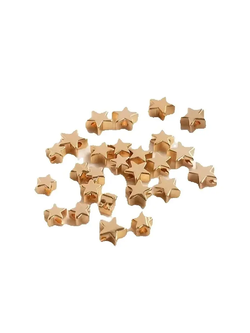 

14K Gold-Plated Five-Pointed Stars Through Holes Scattered Beads, Handmade Jewelry, Earrings Material, Direct Suppl Accessories