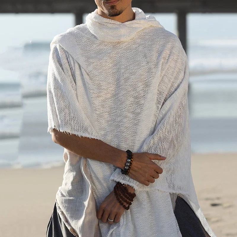 

Мужская белая толстовка с рукавами-крылышками в американском стиле, весенне-летняя, с капюшоном, для защиты от солнца, повседневная, свободного кроя, ветровка-накидка