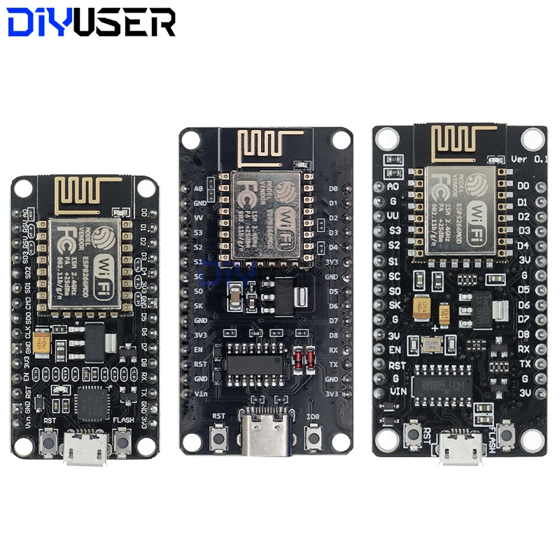 DIYUSER Wireless Module CH340/CP2102/CH9102X NodeMcu V3 V2 Lua WIFI Internet of Things Development Board Based ESP8266 ESP-12E