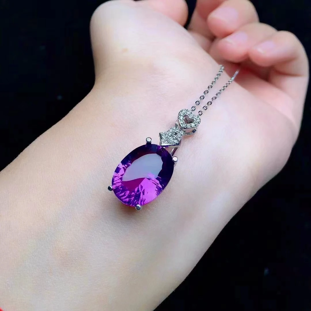 

Luxury Amethyst Pendant for Party 12mm*16mm VVS Grade Natural Amethyst Necklace Pendant 925 Silver ewelry Gift for Woman