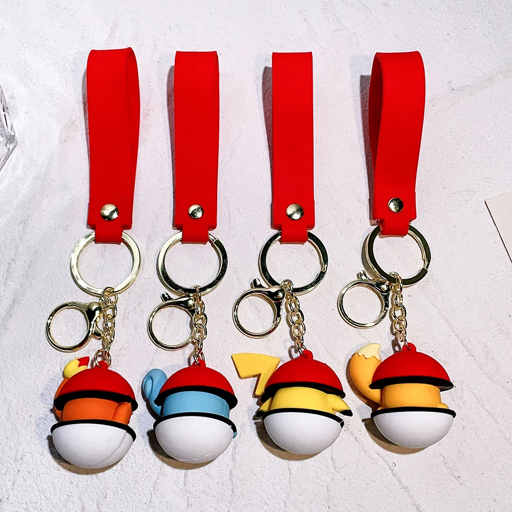 Pokemon Keychain batch Pendant Pokemon keyring Cute Pikachu Doll Bag Car Pendant for birthday Kids Gift Toys charm bulk gourd