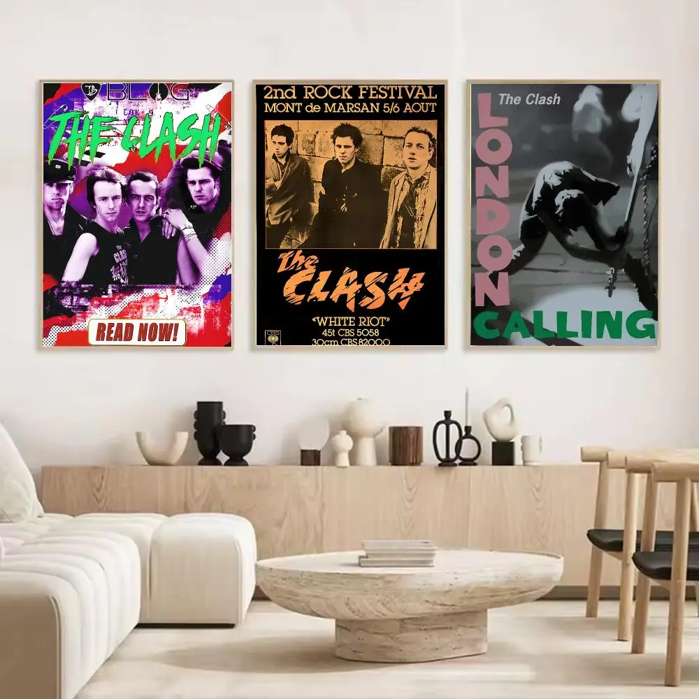 Punk R-Rock The C-Clash Painting Calligraphy Stylish Canvas Poster Wall Art for Living Room Bedroom Cafe Office Decor Gift
