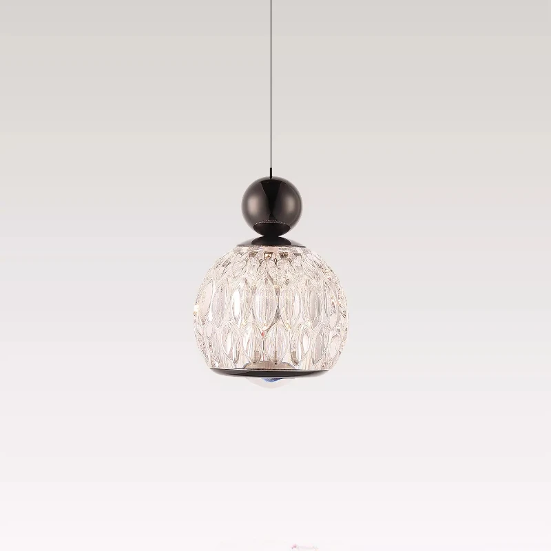 Nordic Bedside Minimalist Pendant Light Black Spherical LED Hanging Lamp for Dining Room Bedroom Bar Kitchen Island Chandelier