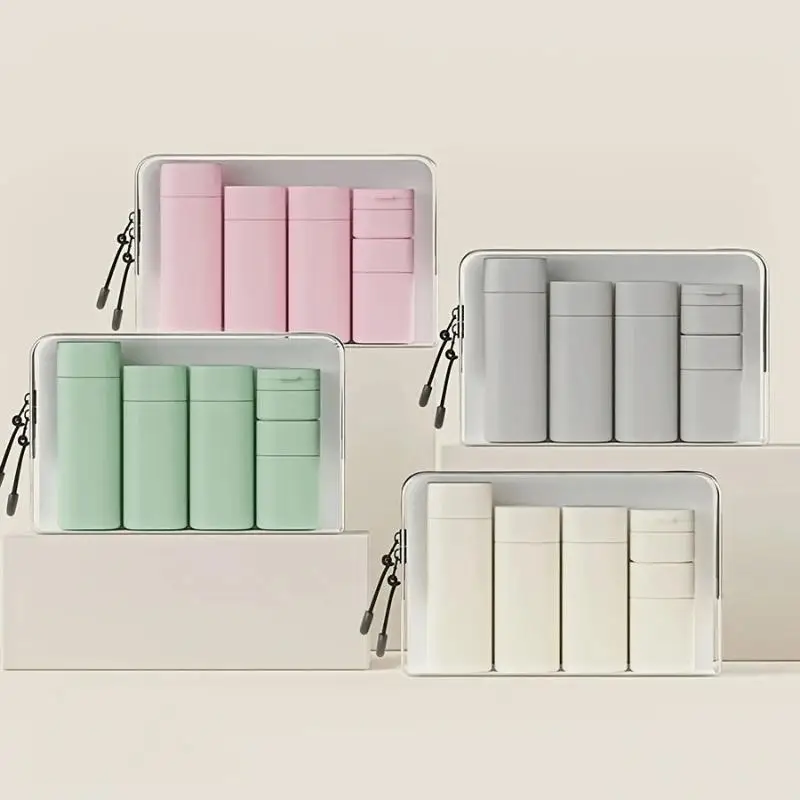 5 Stück/Set feuchtigkeitsspendende Make-up-Spenderflaschen, tragbare Lotionen, Shampoos, Reisen, nachfüllbar, gepresste leere Flaschen