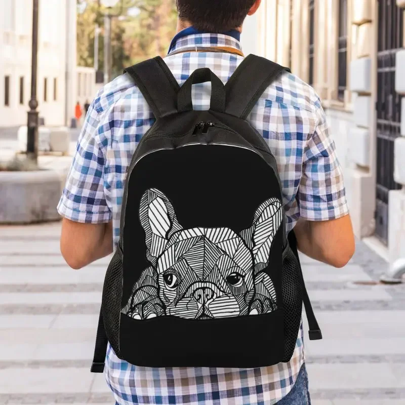 Mochila personalizada de Bulldog Francés para ordenador portátil, bolsa de libros de moda para estudiantes universitarios, bolsa de perro francés para mujeres y hombres