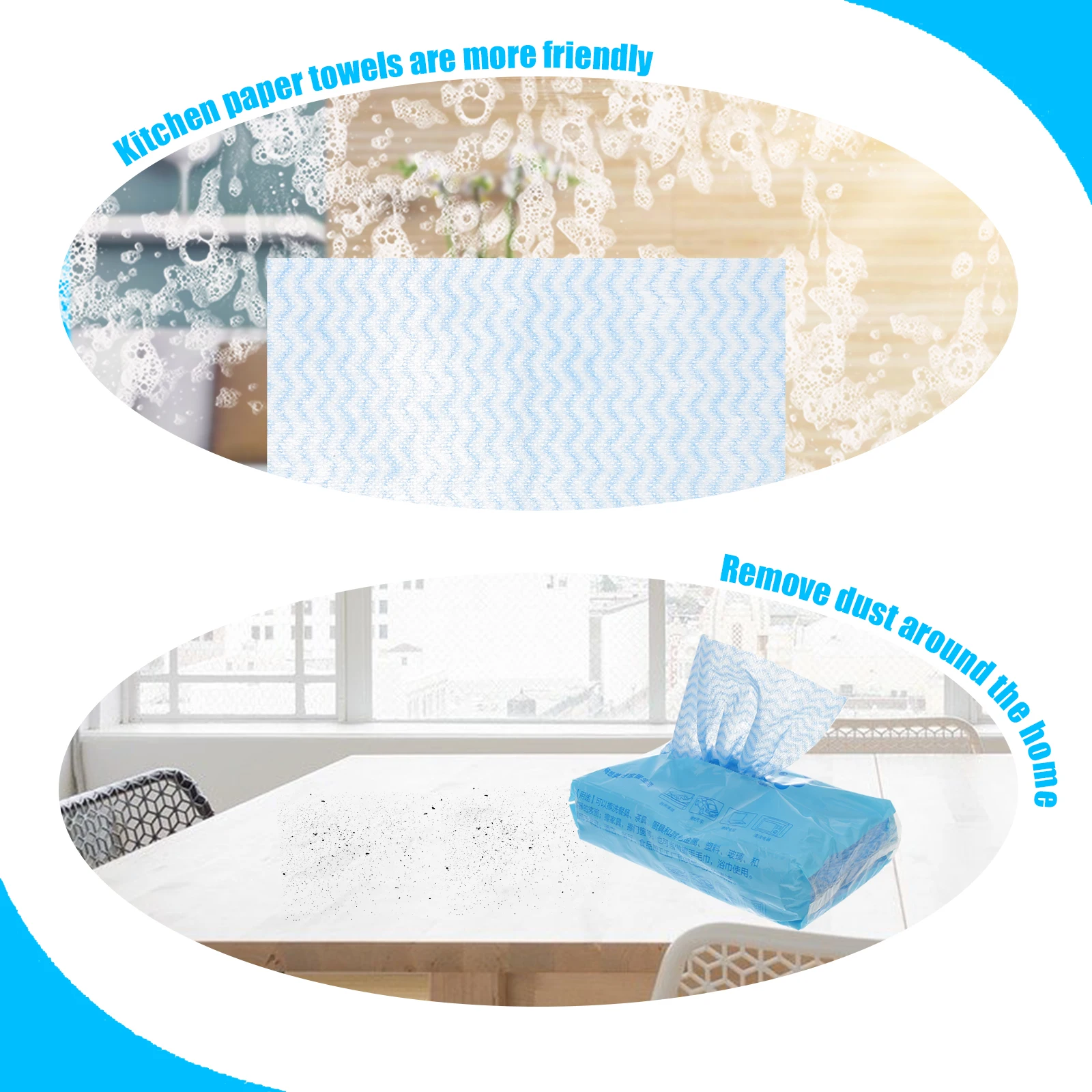

160pcs 2 Packs Non-Stick Oil Wiping Rags Reusable Cleaning Cloths Dish Towels Kitchen Bathroom Glass Dusting Fast Drying