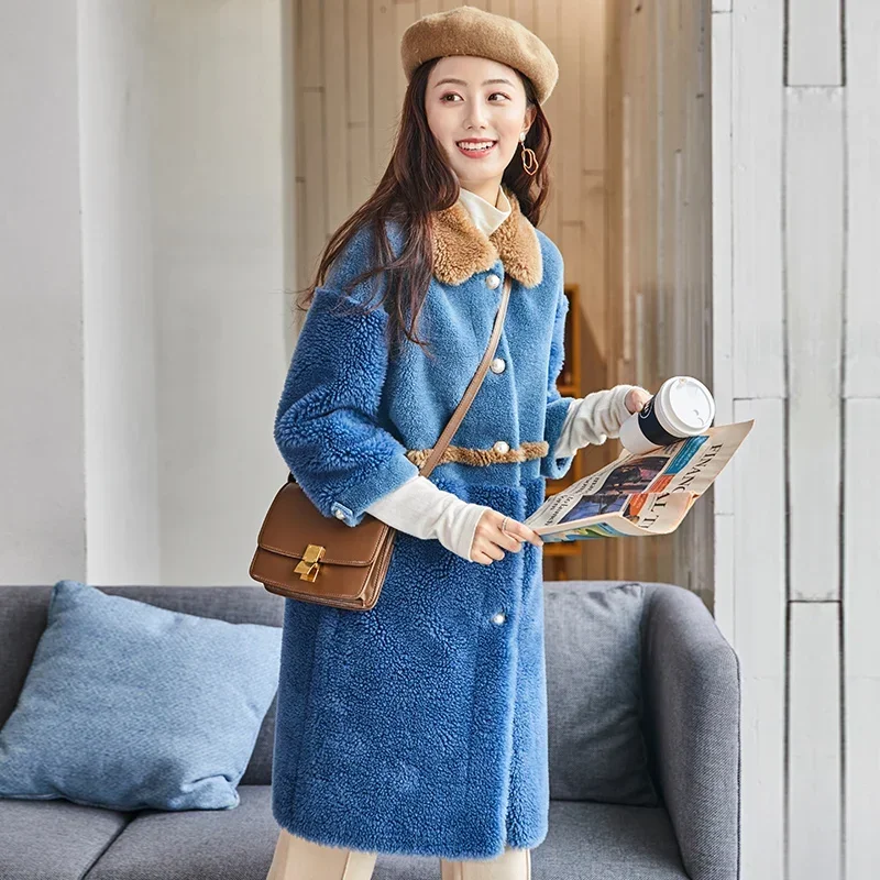 Genuine Wool Fur Coat Women Thick Warm Fur Female Jacket Soft Wool Fur Jacket Sheep Shearing Coat Ropa Invierno Mujer Zjt651