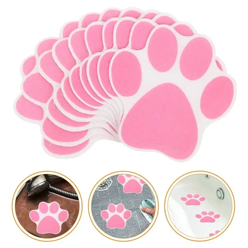 10pcs Bathtub Rug Cute Cat And Dog Paws Kitchen Bathroom Floor Anti-Slip Decorative Stickers Bathtub Stickers