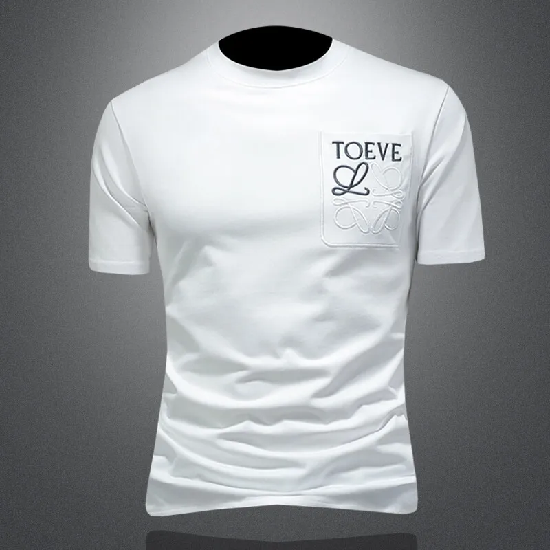 

Summer 2026 Men's round Ne ort Sve T-irt Slim Fit Polyester Cotton Blend Non-fading Faion Urban Sle Micro-waist