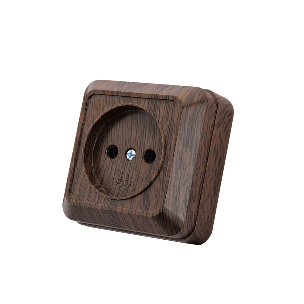 WESA Wood Paint Power Socket Plug EU Exterior Electrical Outlets Not Ground Outdoor Wall Surface Socket Flame Retardant Plastic
