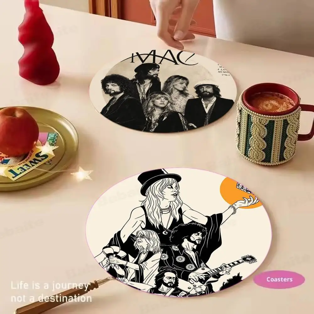 70s Rock Band Fleetwood Mac Music Album Cover pattern art anti-slip coasters, suitable for decoration of living room kitchenware