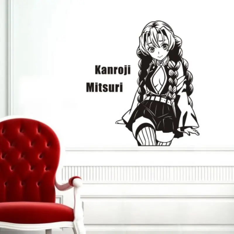 Demon Slayer Naklejka na ścianę Naklejka samochodowa Tokitou Muichirou Kanroji Mitsuri Vinyl Decor Dekoracja domu Anime