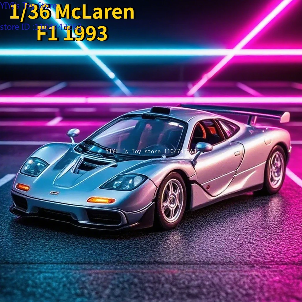 

Simulation 1/36 McLaren F1 1993 Vintage Alloy Model Children's Sound and Light Pull Back Boy Car Toy Gift Collection Miniature
