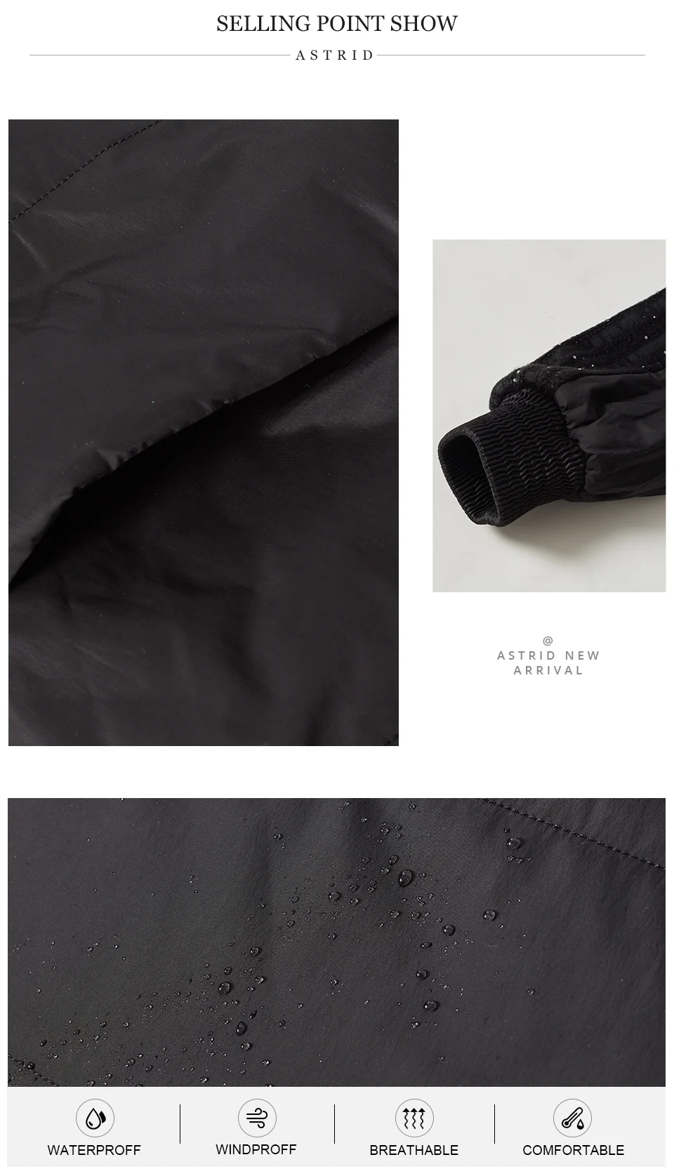 Astrid 2022 Spring Women's Parkas Oversize Padded Coats Hooded Fashion Wool Textile Stitching Jacket Outerwear Quilted AM-10122