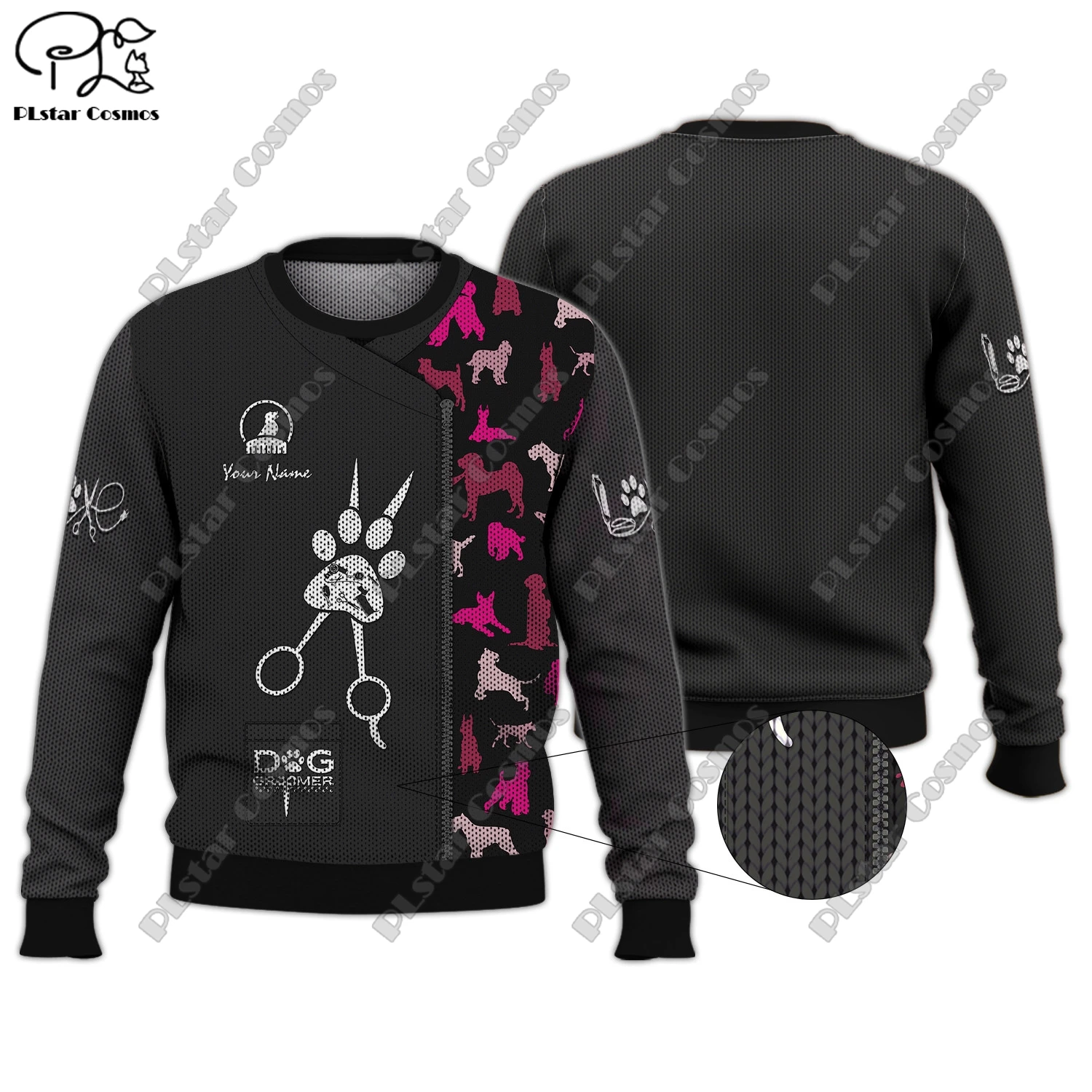 New custom name 3D printing job position series pet beautician barber pattern genuine ugly sweater winter casual unisex sweater