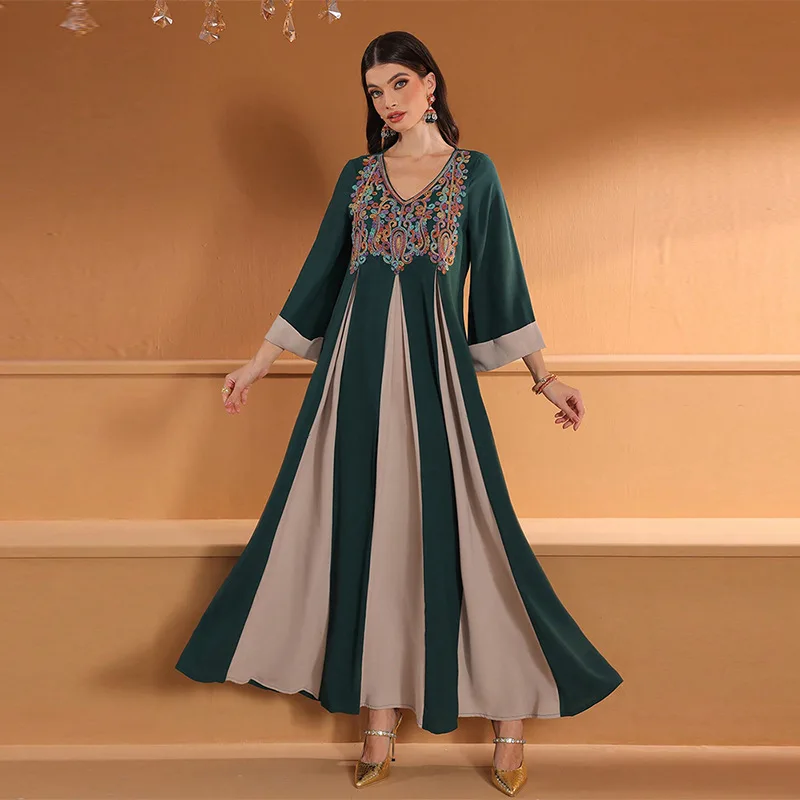 

Ky1848 Evening Gown Dress Fashionable Applique Long Sleeve Loose Women's Long Dress Abaya Ramadan Dubai Luxury Islam Elegant