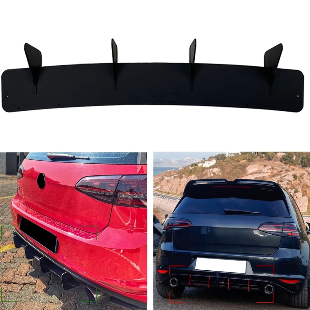 

For Volkswagen VW GOLF 7 MK7 MK VII GTI 2014-2017 Hatchback Rear Bumper Diffuser Shark 4 Fins Lip Lower Splitter Spoiler Plate