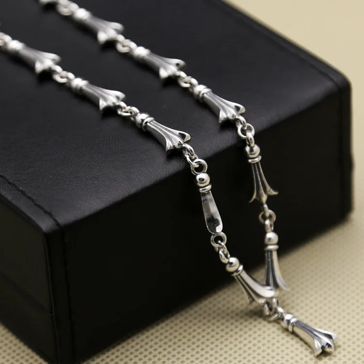 

S925 Sterling Silver Personalized Cross shaped Necklace Fashion Popular Couple Chain Thai Silver Korean Edition Chain