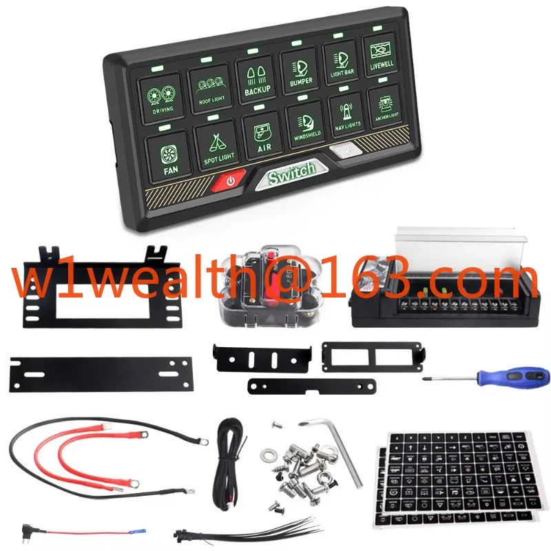 

2025 New Truck General 12v 24v 4x4 Lights Off Road New 12 Gang RGB Dimmable Automatic Auto Switch Panel with Circuit Control Box