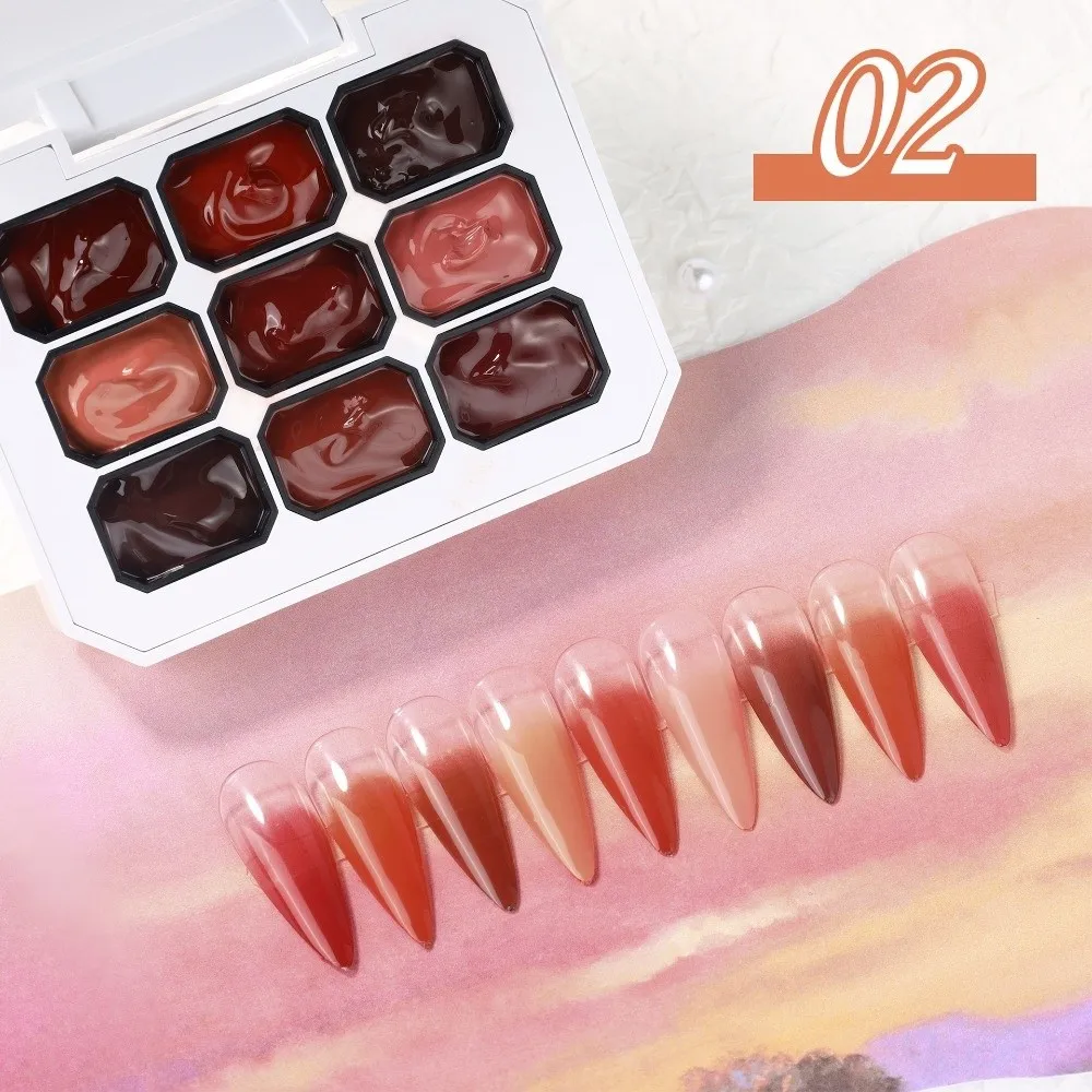 Mini 4IN1 Pat Ombre Gel Nail Polish French Nail Manicure Solid Easy Gradient Painting Gel 9-color Varnishes Paint Art Gel Girls