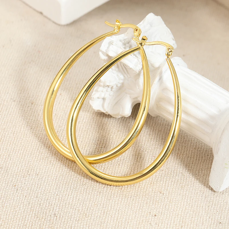 Shine Classic Water Drop Hoop-Ohrringe, modische, glatte, vergoldete Ohrringe für Frauen, Verlobung, Hochzeit, Schmuck, Geschenk
