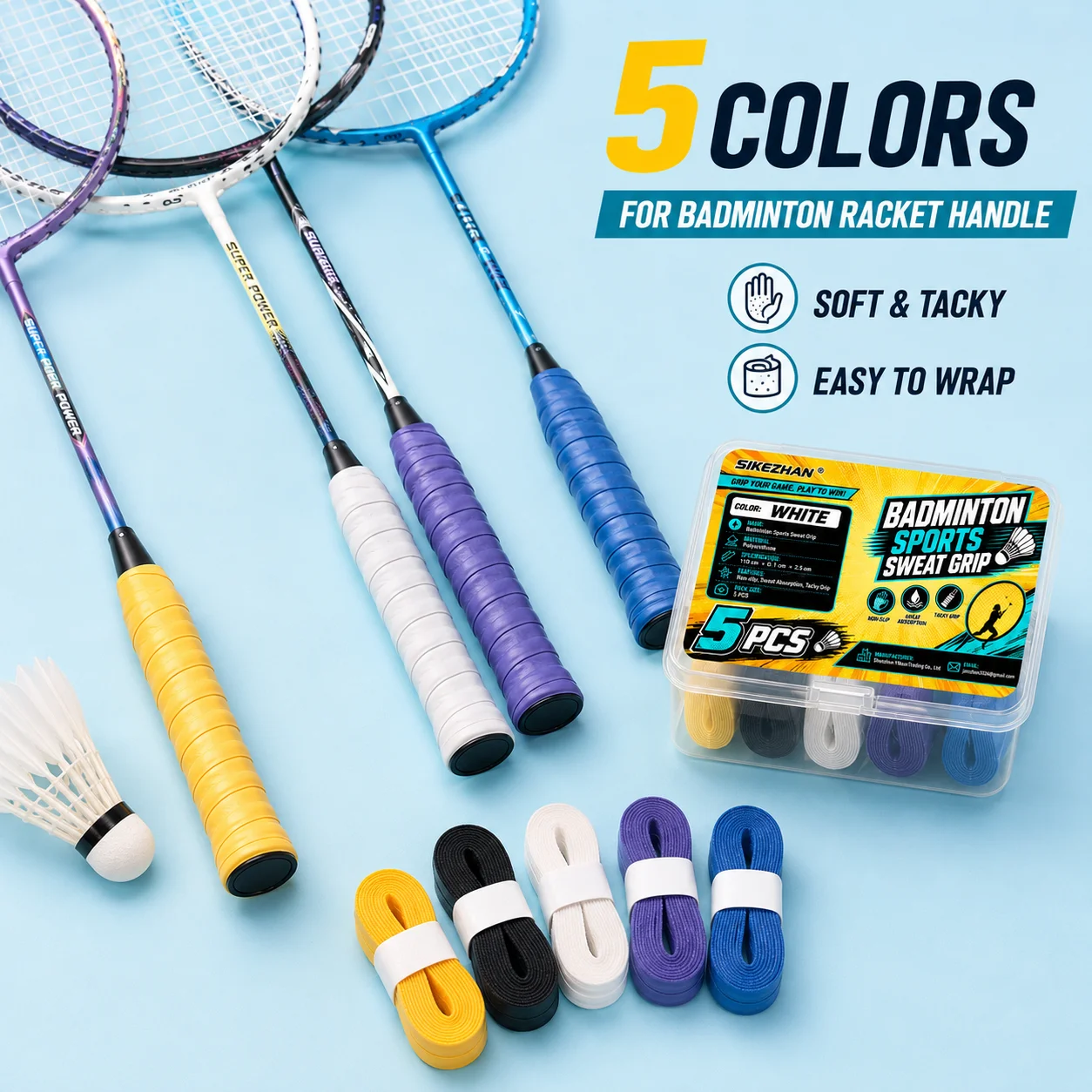 SIKEZHAN 5PCS Badminton Overgr - Badminton Grip 评论和价格