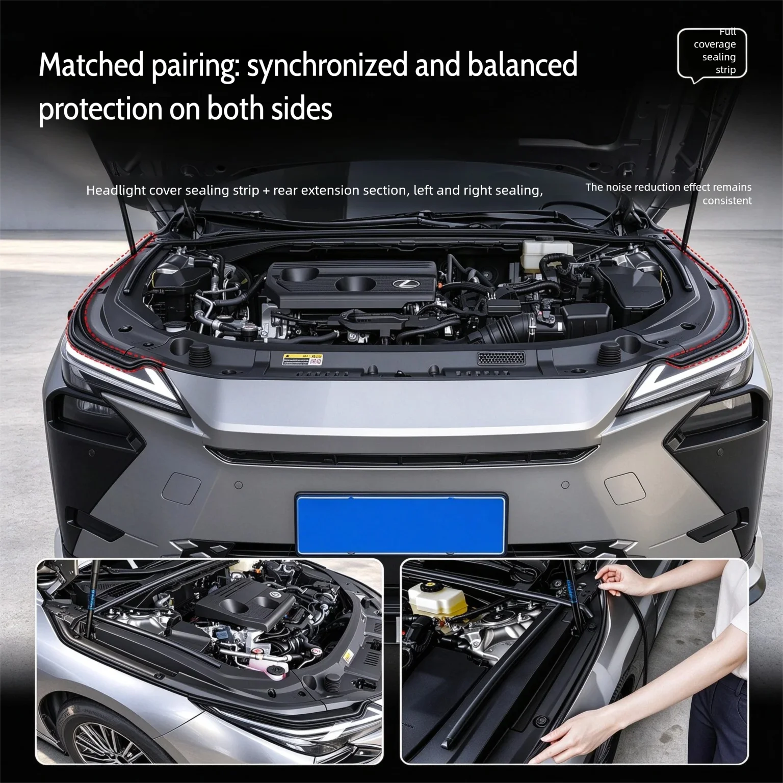 For Lexus ES300h AXZH20 2026 Car Styling Headlight Acoustic Seal Strip Engine Hood Seal Strip Dustproof Waterproof Accessories