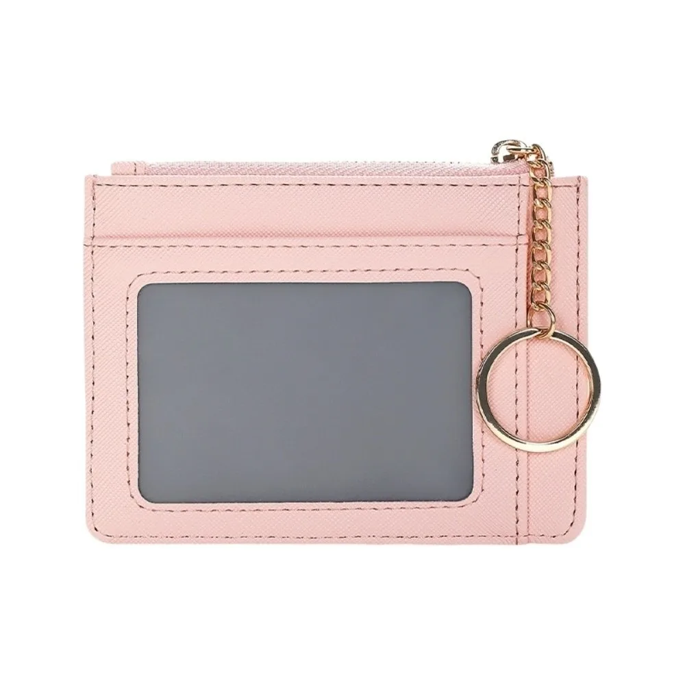 

Fashion Short Hangging Card Bag Multifunction Colorful Pocket Purse PU Leather with Keychain Card Holder Unisex