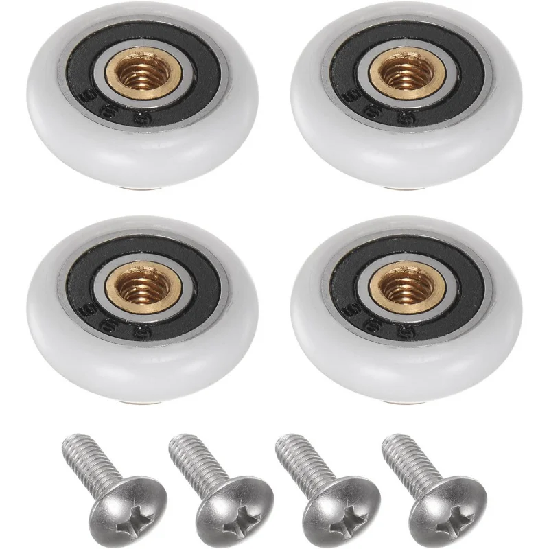 샤워 도어 롤러 휠 20mm 직경 부품 욕실 유리, 슬라이딩, (1 세트 4개)