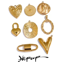 Yhpup New Stainless Steel Heart Round Lock Charms Cast Pendants Accessories DIY Jewelry Making Necklace Bracelet Wholesale