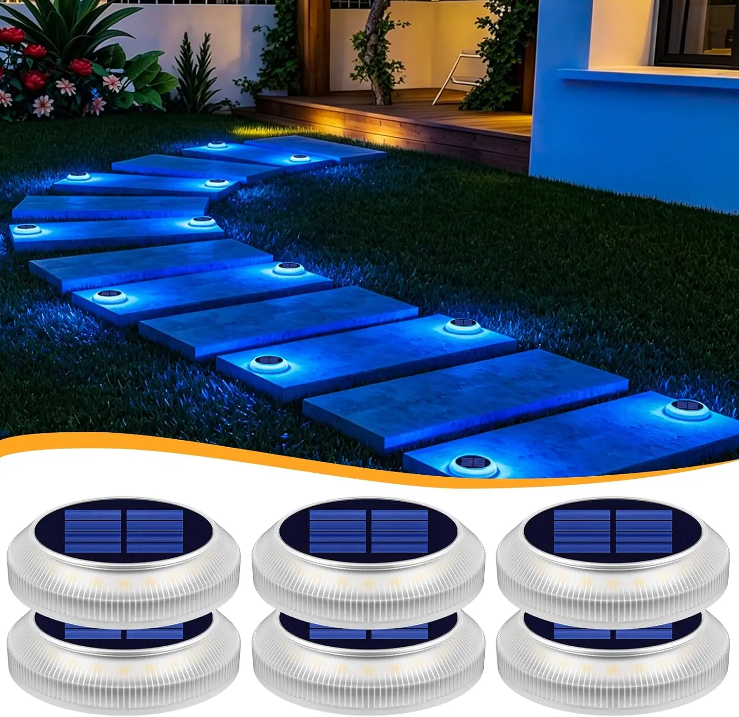Solar Deck Lights IP68 Waterproof  Powered LED Outdoor for Garden Step Stair Patio Pathway Fence Wall Driveway Lighting
