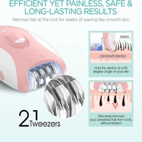 Kemei Women Epilator Electric Hair Removal Facial Body Lady Bikini Legs Arms Armpit Hair Remover Underarms Rechargeable 3