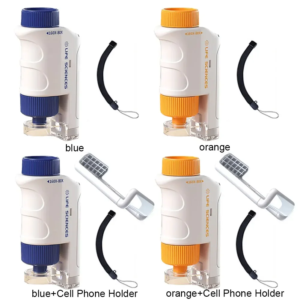 60-120x mini kit de microscópio de bolso alimentado por bateria microscópio de bolso mini microscópio portátil para experimento científico para crianças