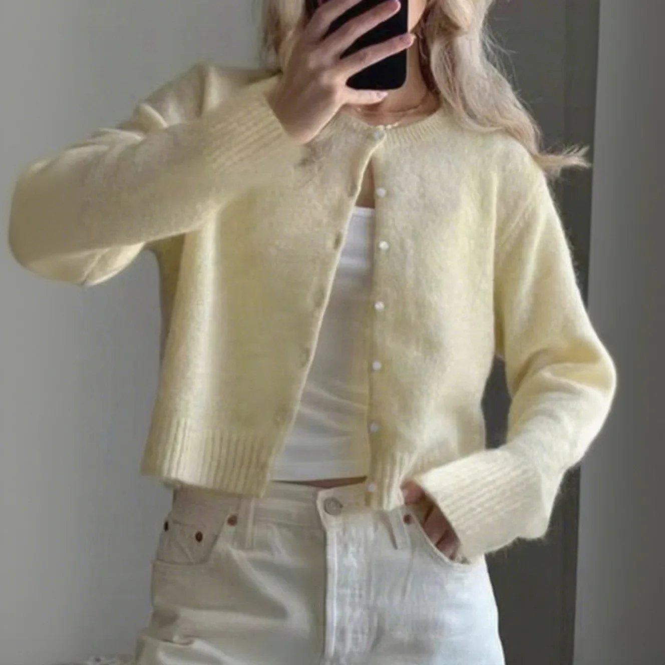 Sweter-kurtka DiYun z długim rękawem, prosty, jednolity kolor, damska moda jesienno-zimowa, top dla niezależnych sklepów.