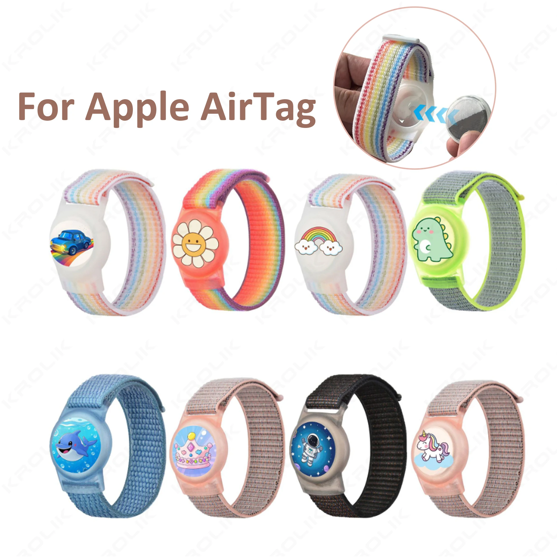 

For AirTag Kids Wristband Protective Case for Air Tag GPS Tracker Holder with Nylon Bracelet Adjustable Anti Lost Watch Band