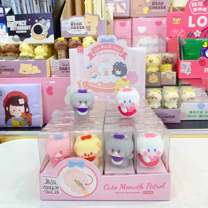 24 pcs/lot Kawaii Cat Pencil Sharpener Cute Hand Mechanical Cutter Knife Stationery Gift School Supplies