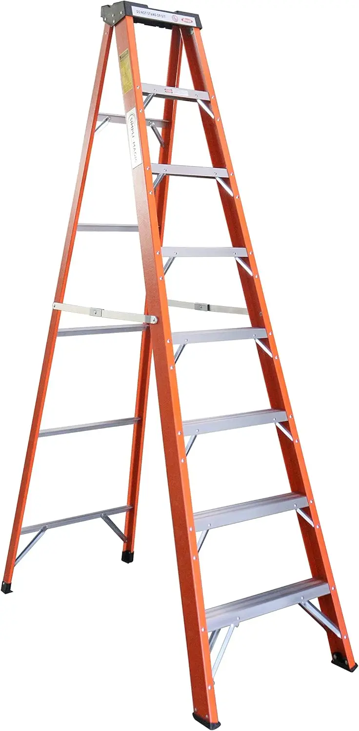 

8 Foot Fiberglass Step Ladder 250 Pound Capacity Sturdy and Strong Protected 250 Pound Load Capacity