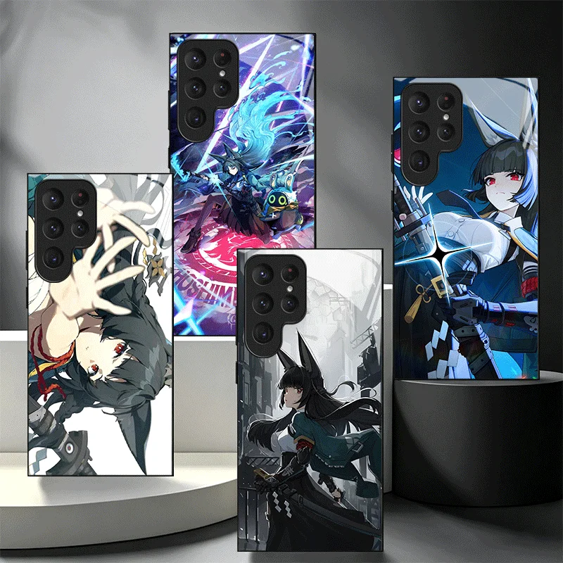 Zenless Zone Zero Hoshimi Miyabi Glass Phone Case for Samsung Galaxy S26 S25 S24 S23 Ultra Edge S22 S21 Plus S20 FE Shockproof C