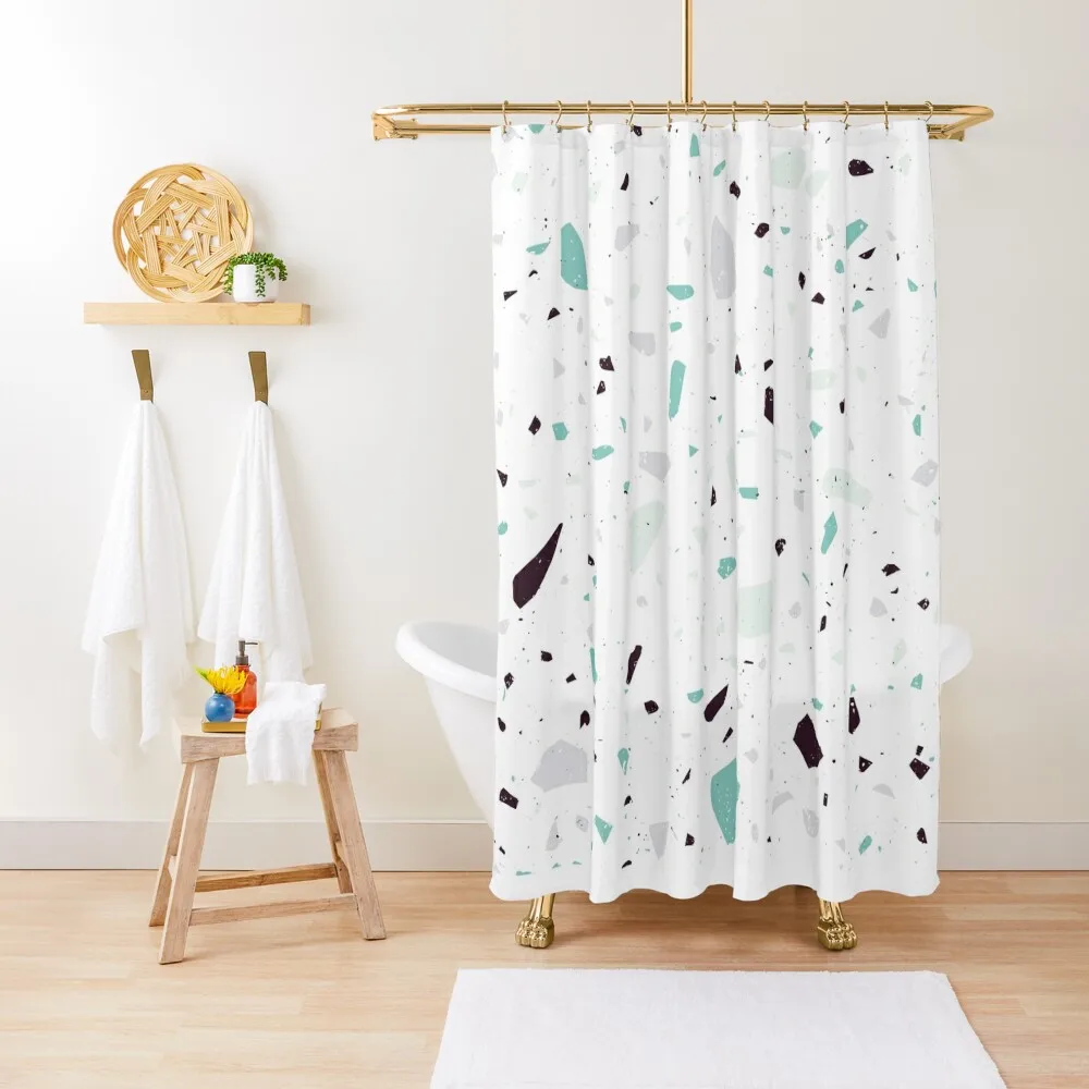 

Terrazzo Stone Pattern (Mint Green) Shower Curtain Bathroom Accessories Bathroom Decor Curtain