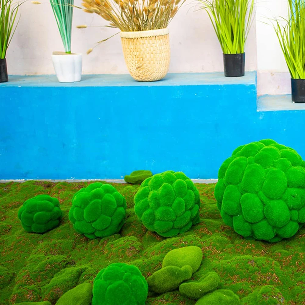 

Artificial Fake Moss Ball Plants Green Grass Eternal Life Landscape Crafts Mini for Home Garden Hotel Decoration Straw Mattress