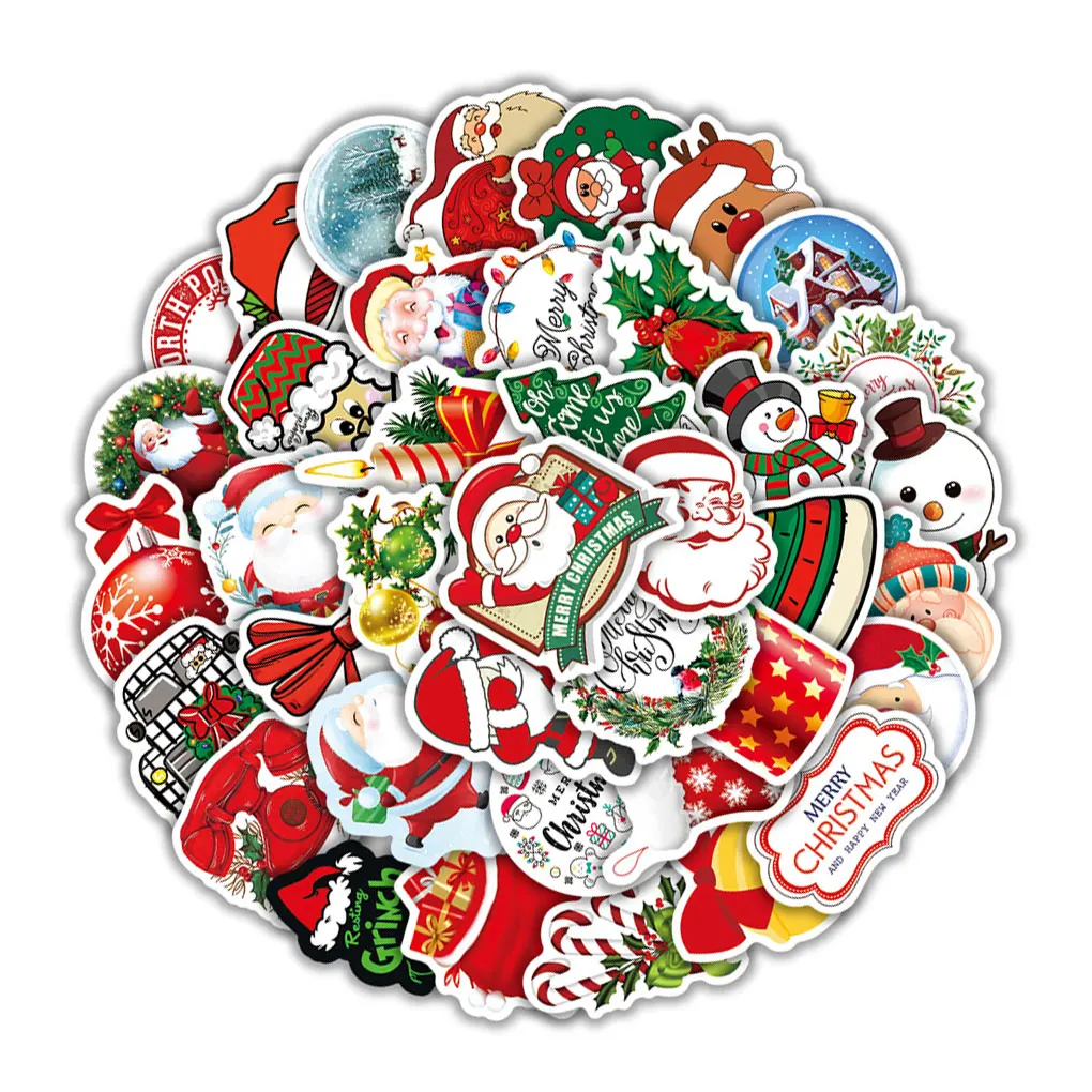 100X Xmas Sticker Household Decorations Wall Decor Craftsmanship Christmas Decal Festival Accessories Holiday Supplies