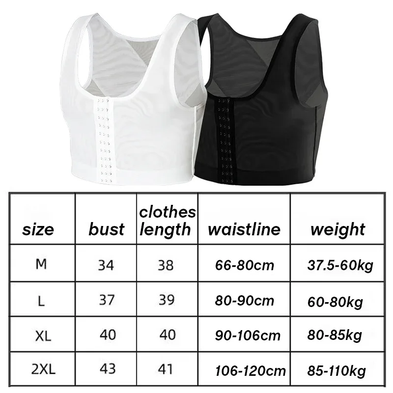 Men Chest Binder Gynecomastia Compression Vest for Post Surgery Breathable Buckle Underwear Tank Top Breast Reduction Shapewear