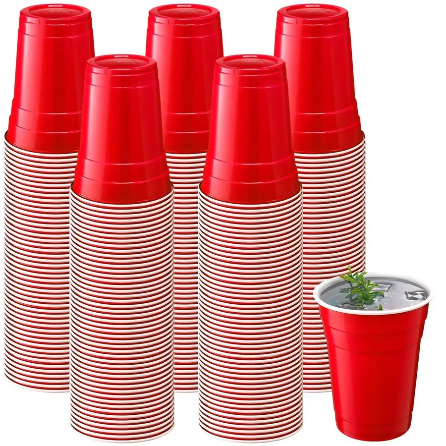 

200 Count 18 Ounce Plastic Disposable Cups Beverage Drinking Heavy Duty Large Party Cold Drink Plastic Cups for Birthday Graduat