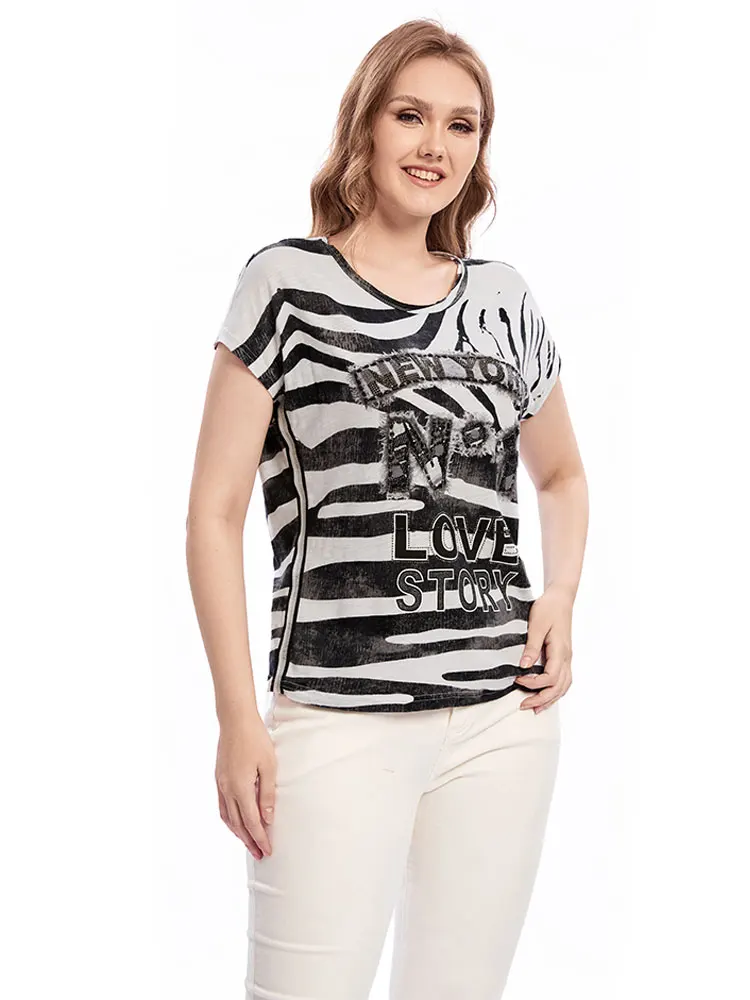 Gestricktes Sommer-T-Shirt für Damen in Übergröße