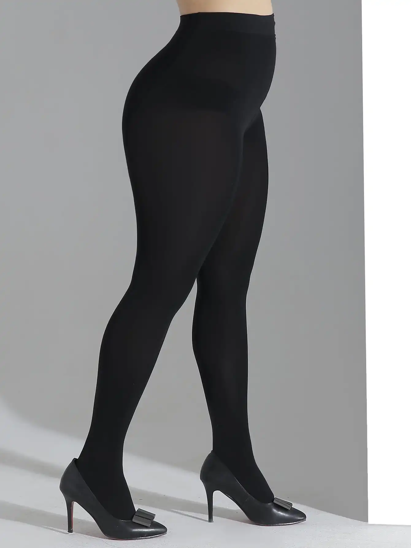 

Модные Женские однотонные черные колготки большого размера