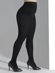 A fashionable women's solid black oversized pantyhose
